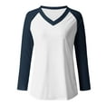 thumbnail image 4 of EQWLJWE Hauts à Manches Raglan pour Femmes Grande Taille à Blocs de Couleur Col en V Chemises à Manches Longues Raglan Chandails en Molleton Décontractés d'Automne Hauts à Manches Raglan de Vacances, 4 of 4