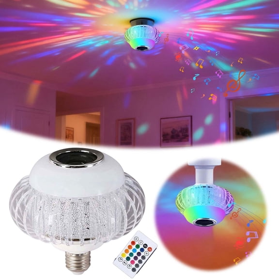 Bluetooth RGB Music Light Bulb, Wireless Smart LED Light Bulb With Built In,RGB Smart Home Lighting Work with Google Assistant, WiFi & Bluetooth 5.0, Warm to Cool White
