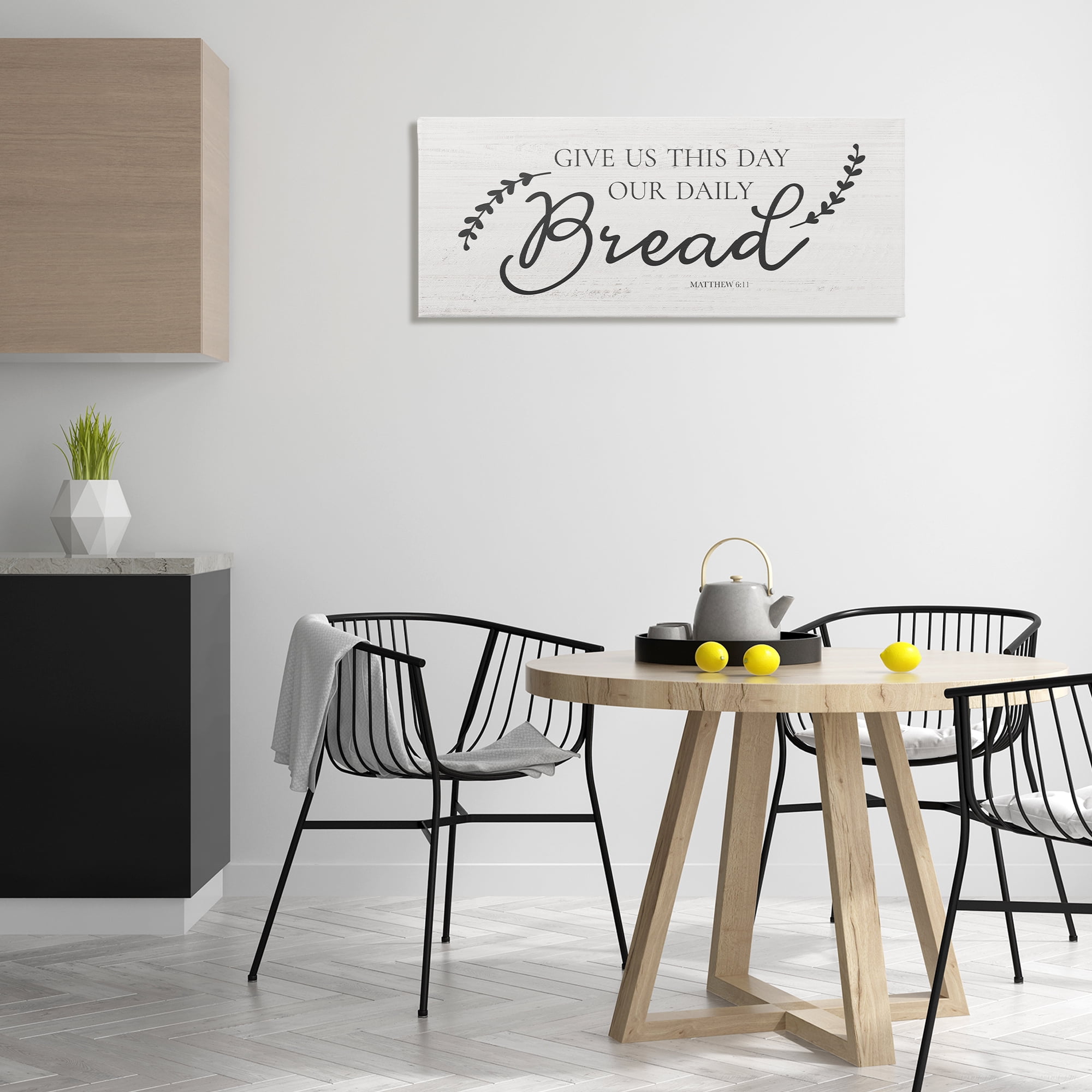 Stupell Industries Spiritual Daily Bread Proverb Religious & Spiritual Painting Wrapped Canvas Art Print Wall Art, 40 x 17
