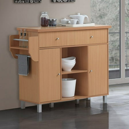 Hodedah Kitchen Island with Spice Rack