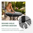 thumbnail image 4 of Round Outdoor Tablecloth with Umbrella Hole and Zipper, Black Wooden Grain Tablecloth with Elastic Waterproof, Gradient Farmhouse Wood Plank Patio Table Covers for 36" - 44" Picnic Pool Tables, 4 of 9