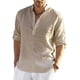 thumbnail image 2 of Camisa de lino de manga larga para hombre, camisa informal de algodón y lino, Top S-5xl, nuevo gratis, 2 of 4