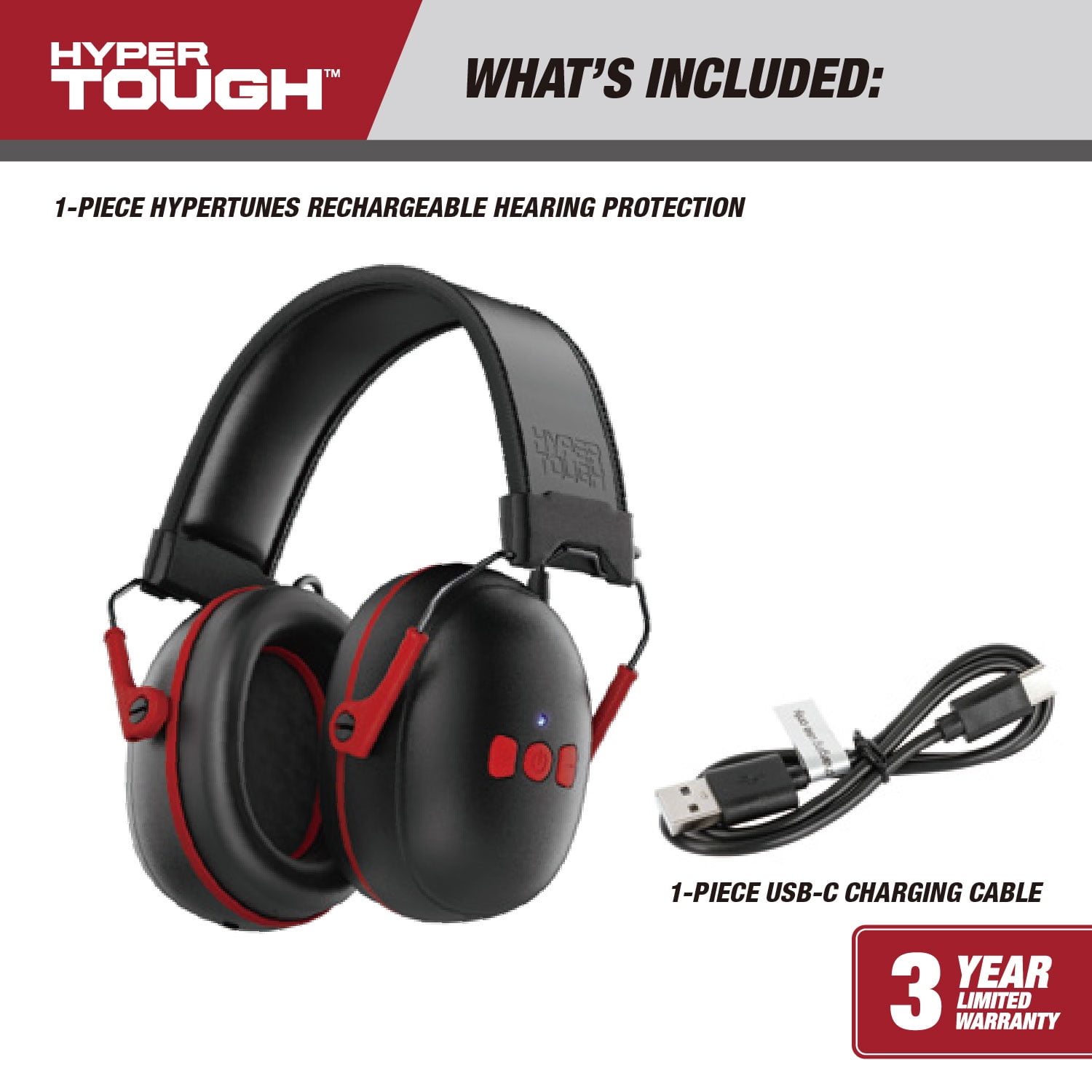 Hyper Tough Hypertunes Bluetooth Rechargable Lithium-Ion Headphones