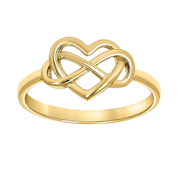 14k Yellow Gold Womens Infinity Love Heart Ring 8.4x1.7mm Wide Statement Ring for Women - 1.7 Grams