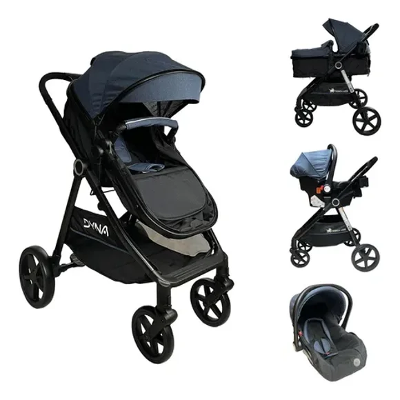 TRENDY KIDS Carriola para Bebé con Travel System Dyna, Portabebé, Multifuncional, Bambineto, Plegable a Una Mano (Rosa)