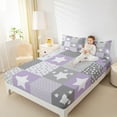 thumbnail image 4 of Feelyou Kawaii Stars Print Twin Sheet Sets, Dreamy Purple Cartoon Twin Fitted Sheet, Teens Boys Girls Kids Flat Sheet, Microfiber Bedroom Decor, 3pcs, 4 of 7
