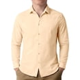 thumbnail image 1 of Kids Linen Button Down Shirts, Solid Long Sleeve Casual Tops for Spring & Summer, 3-14Y, 1 of 5