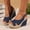 Blue, variant on Women's Platform Wedges Sandals Open Toe Buckle Slingback Espadrilles Cross Band Slip-on High Heels Blue 9.5(43)