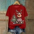 thumbnail image 2 of larppty Reindeer Shirt for Women Christmas Graphic Tees Family Party Casual Short Sleeve Xmas Shirt (Red, 3XL), 2 of 6