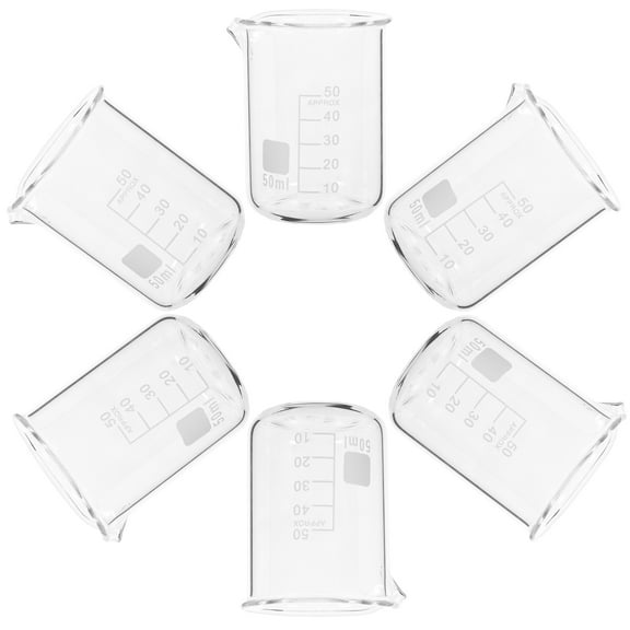 LEORX 6pcs Glass Measuring Beakers Chemistry Glass Beakers Laboratory Beakers Glassware