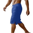 thumbnail image 6 of lcziwo Mens Gym Shorts with Pockets Classic Fit Outdoor Elastic Waist Hiking Shorts Cotton Linen Camping Fishing Travel Drawstring Chino Short Blue XXL, 6 of 8