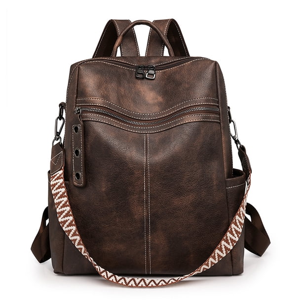 PRIYAL Leather Backpack Purse for Women Designer Travel 