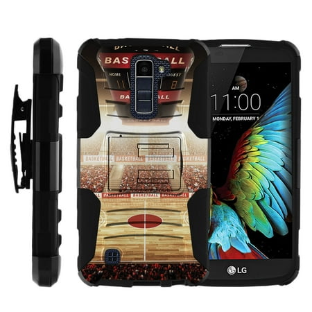 Stadium Stand (LG K10 and LG Premier LTE Miniturtle® Clip Armor Dual Layer Case Rugged Exterior with Built in Kickstand + Holster - Baller)