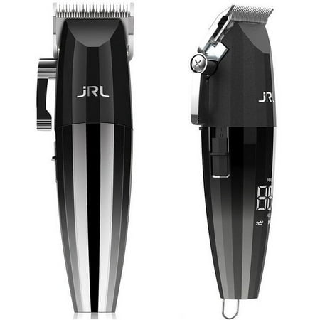JRL Professional | Fresh Fade FF2020C | Cordless/Corded Hair Clipper with Cool Blade Technology | Rechargeable Clippers w/LCD Display and Corrosion Proof | Silver
