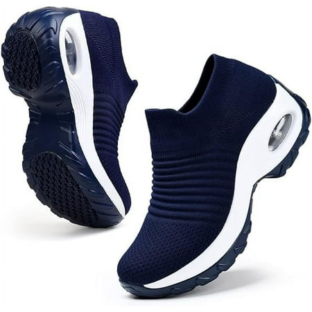 

FAIAI 2024 Women s Walking Shoes Arch Support Non Slip Work Shoes Breathable Knit Upper Lightweight for Plantar Fasciitis