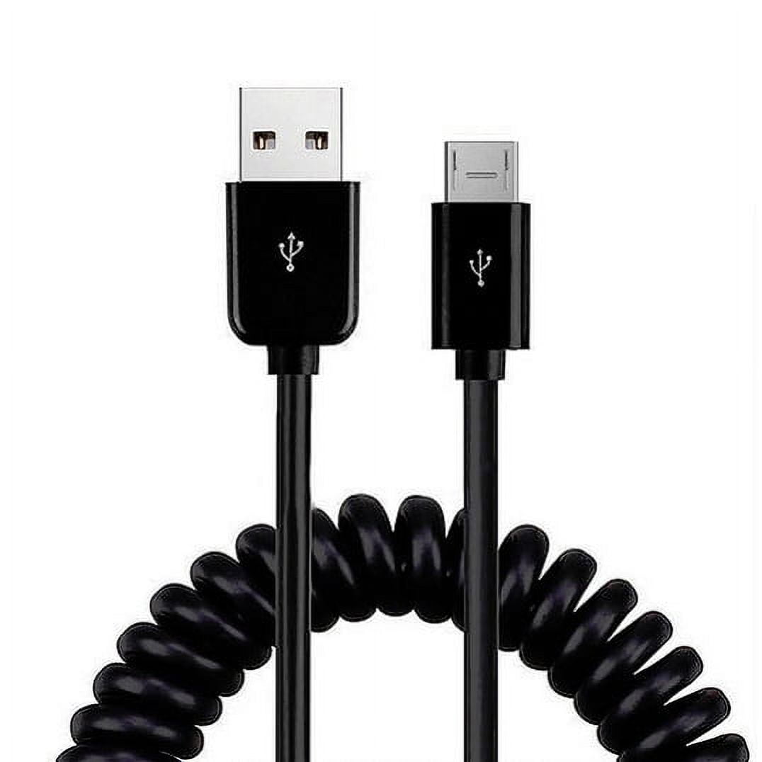 Coiled USB Cable 24W Fast Car Charger for Samsung Galaxy S23 FE Phone - Micro-USB to USB-C Adapter Power Cord Wire Quick Charge DC Socket for Samsung Galaxy S23 FE 6.4" (Fan Edition) Model