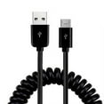 thumbnail image 2 of Coiled USB Cable for Kyocera DuraXV Extreme E4810 Phone - Charger Cord Micro-USB to USB-C Adapter Power Wire Sync Black P3O for Kyocera DuraXV Extreme E4810 Model, 2 of 5