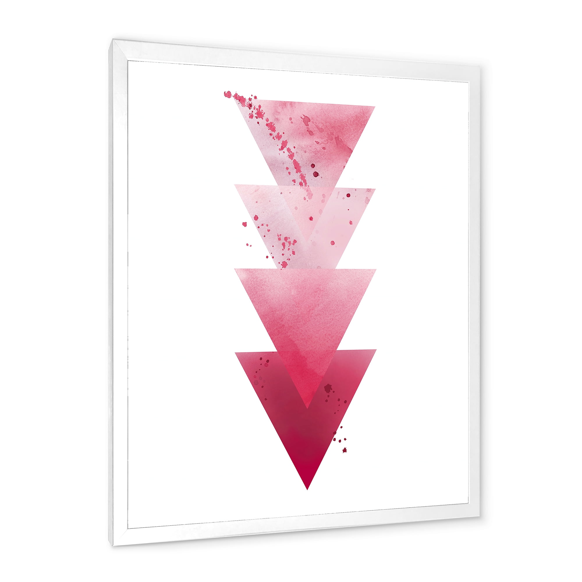 Designart 'Abstract Geometric Art Red Triangles Composition' Modern Framed Art Print