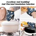 thumbnail image 3 of Lilies Flowers Navy Blue Oven Mitts Heat Resistant - Soft Lining Silicone Mini Oven Mitts with HangingLoop, Kitchen Oven Gloves Heat Resistant 500℉ for Cooking Baking Microwave, 3 of 7