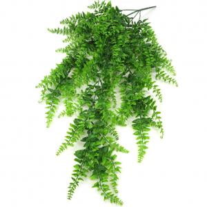 KABOER 2 Pcs Artificial Plants Vines Boston Ferns Persian Greenery Rattan Fake Hanging Plant Faux Hanging Fern Flowers Vine Outdoor UV Resistant Plastic Plants for Wall (Best Flowers For Hanging Pots)