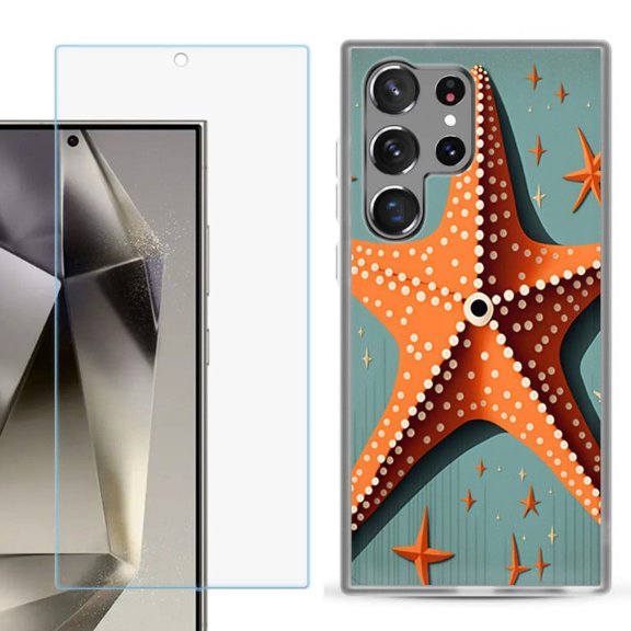 OneToughShield ® Compatible with Samsung Galaxy S24 Ultra, Shockproof Phone Case, with Tempered Glass Screen Protector - Sea Star