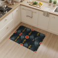thumbnail image 2 of ODIKA 3'x5' Washable Throw Rug Music Record Vintage Disc Sound Motifs Round Cd Shape Retro Vinyl Refined for Entryway, Kitchen, Mudroom, Stain Resistant, Low Profile, Non-Slip, 2 of 7