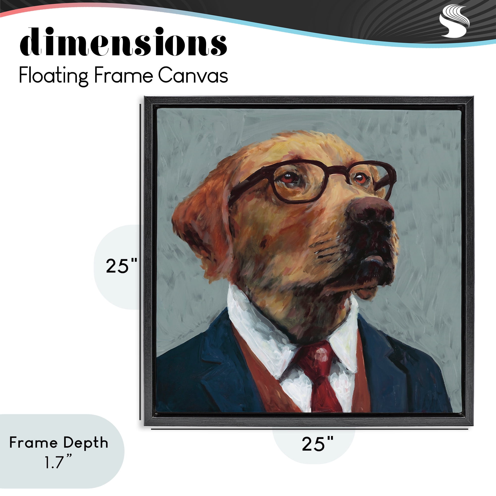 Stupell Industries Bark Kent Portrait Black Framed Floater Canvas Wall Art, design by Studio Bautista