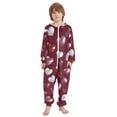 thumbnail image 2 of Red and White Hearts Pattern One Piece Pajamas Soft Jumpsuit Cozy Sleep and Play Romper Zipper and Pockets 5-6T, 2 of 8