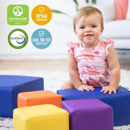 ECR4Kids SoftZone Toddler Foam Building Blocks, Assorted, 7-Piece