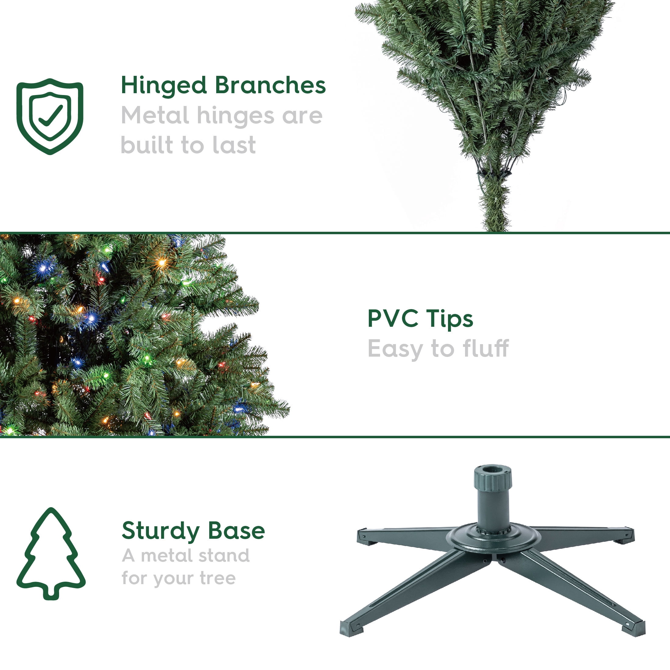 7' Pre-Lit Duncan Fir Green Artificial Christmas Tree with Color-Changing LED Lights and Quick Set, by Holiday Time