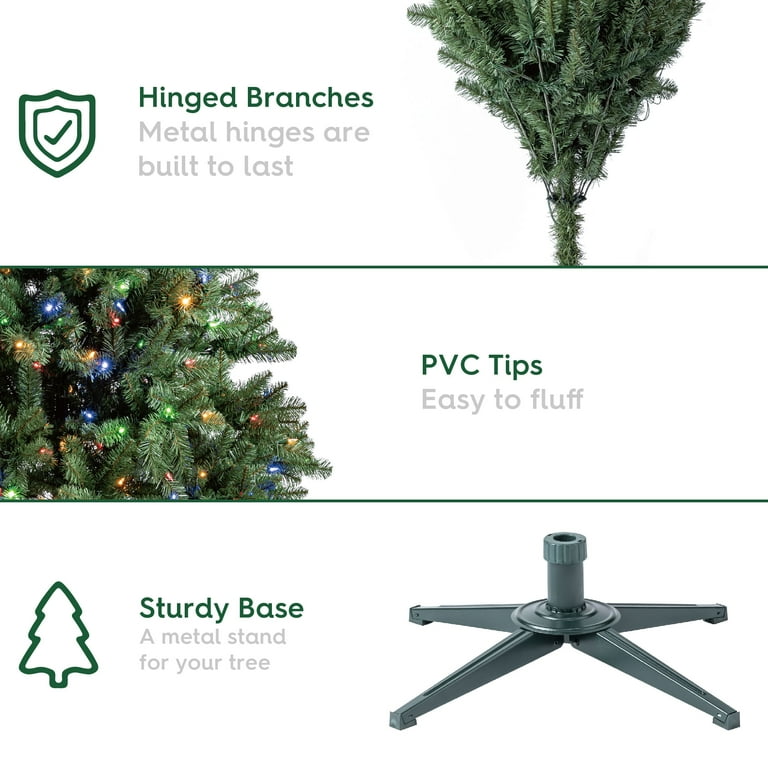 7' Pre-Lit Duncan Fir Green Artificial Christmas Tree with Color-Changing LED Lights and Quick Set, by Holiday Time