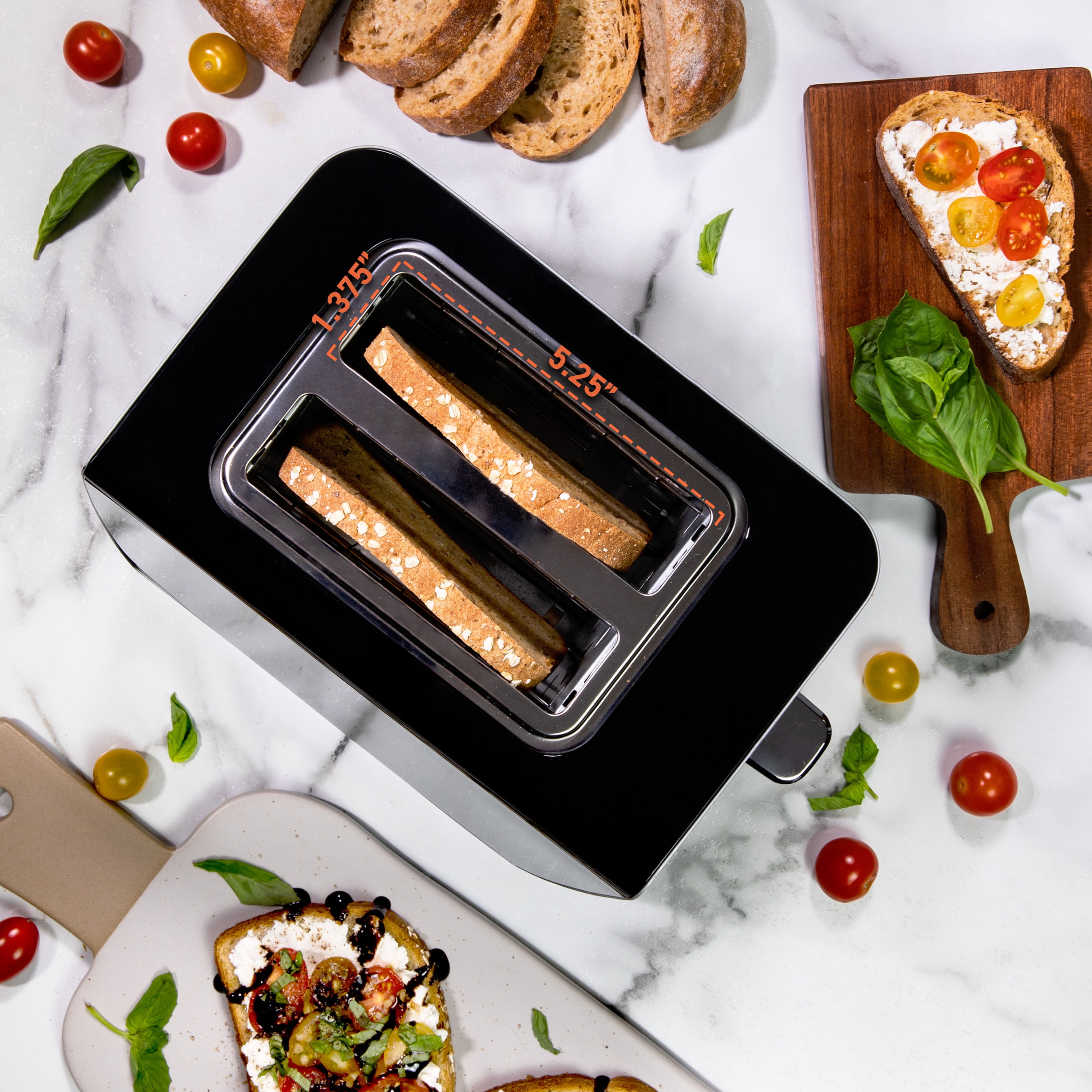 Inspirex Two Slice Touchscreen Lever Toaster, Black, XTOSMC2BK