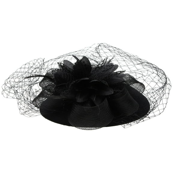 HAMPPLIES 1Pcs Fascinator Hat for Women Black Elegant Headwear for Travel
