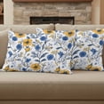 thumbnail image 4 of Set of 2 Vintage Yellow Blue Flower Pillow Covers 12x20 Inch, Abstract Floral Decorative Throw Pillow Cases Cotton Cushion Covers for Sofa Couch Bed Living Room Bedroom Home Decor, 4 of 9