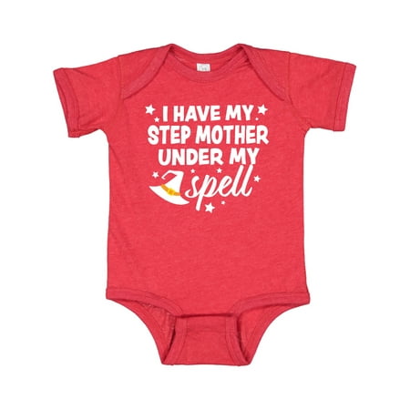 

Inktastic I Have My Step Mother Under My Spell with Cute Witch Hat Gift Baby Boy or Baby Girl Bodysuit