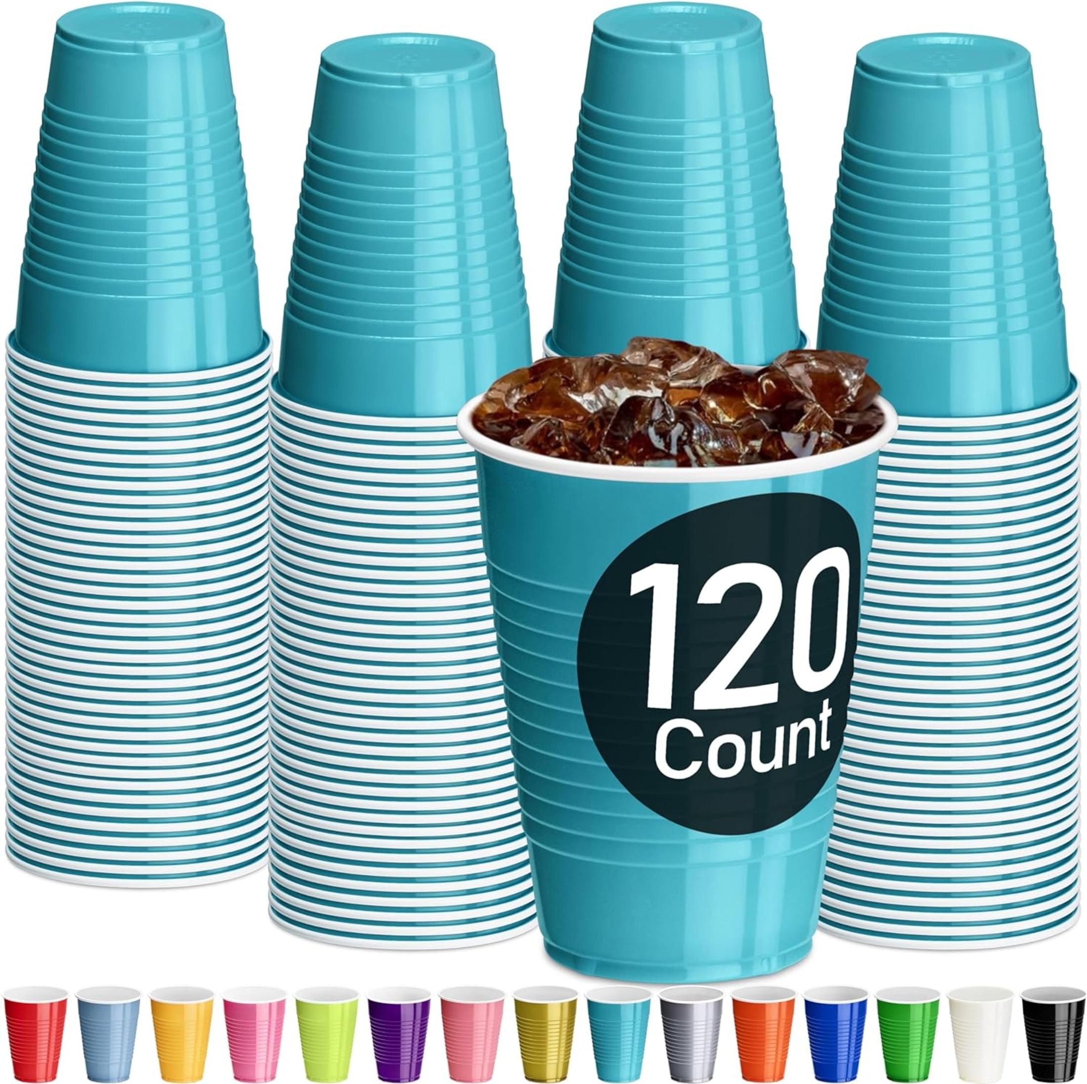 Christmas Bar Cart Reusable Plastic Cups- PACK OF 6 – Turquoise
