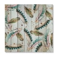 thumbnail image 3 of Designart 'Green Bird Feathers On Blue Background' Bohemian & Eclectic Print on Natural Pine Wood, 3 of 5