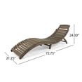 thumbnail image 3 of Lisbon Outdoor Acacia Wood 3 Piece Chaise Lounge Set, Gray, 3 of 7