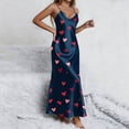 thumbnail image 3 of Gytharion Satin Nightgowns for Women Fashion Heart Print V-Neck Spaghetti Strap Maxi Sleepdress Soft Comfy Sleeveless Cami Nightdress Summer Casual Side Split Holiday Pajama Dress, 3 of 7