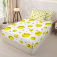 thumbnail image 2 of Castle Fairy Bright Softball Zipper Twin Comforter Sets with Fitted Sheet and 2 Pillowcases, Cartoon Ball Stars Zipper Bedding Set, Yellow Red,4-Piece, 2 of 6
