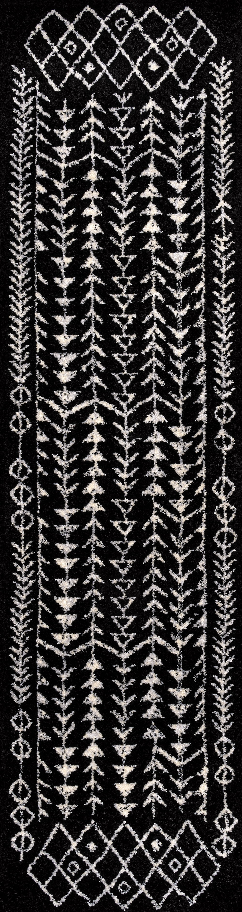 JONATHAN Y MOROCCAN HYPE 2 x 8 Runner Rug, Ziri Moroccan Geometric - Black/Cream, MOH210C-28