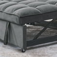 thumbnail image 5 of 3 in 1 Convertible Sofa Bed,Pull Out Couch Velvet Sleeper Sofa with 3-Position Adjustable Backrest,2-Seater Sectional Sofa with 2 Pillows & Two Side Pockets for Living Room, Apartment,Gray, 5 of 7