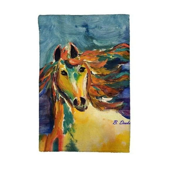 Betsydrake KT1173 16 x 25 in. Colorful Horse Kitchen Towel