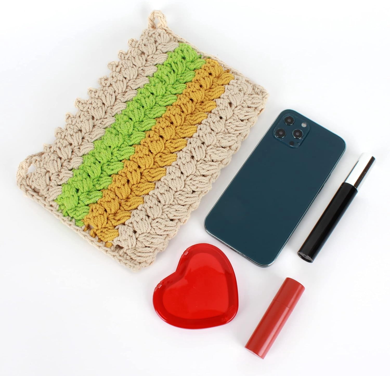 LinYooLi Women Small Cotton Crochet Cross-body Bag Bohemian Shoulder Bag Purse