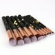 thumbnail image 4 of Kit de 10 brochas de maquillaje marmoladas con soporte, brocha portátil para maquillaje, brocha para polvos y rubor (negro, T-10-193), 4 of 5