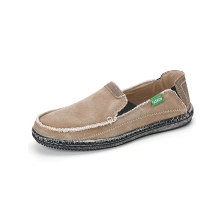 

Wazshop Men Flats Slip On Boat Shoes Comfort Loafers Lightweight Classic Canvas Shoe Mens Driving Stylish Apricot 7.5