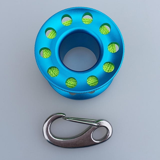 Alloy Scuba Diving Finger Reel Spool&Stainless Steel Snap Hook&10m Line - blue