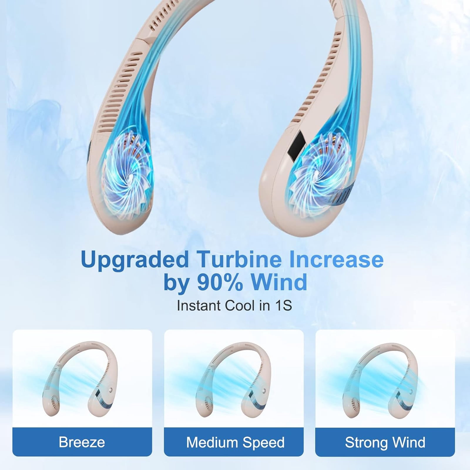 MQ 3-Speed Rechargeable Bladeless Electric Neck Fan