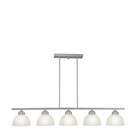 

Island 5 Light With Satin Glass Brushed Nickel size 42 in 500 Watts - World of Crystal