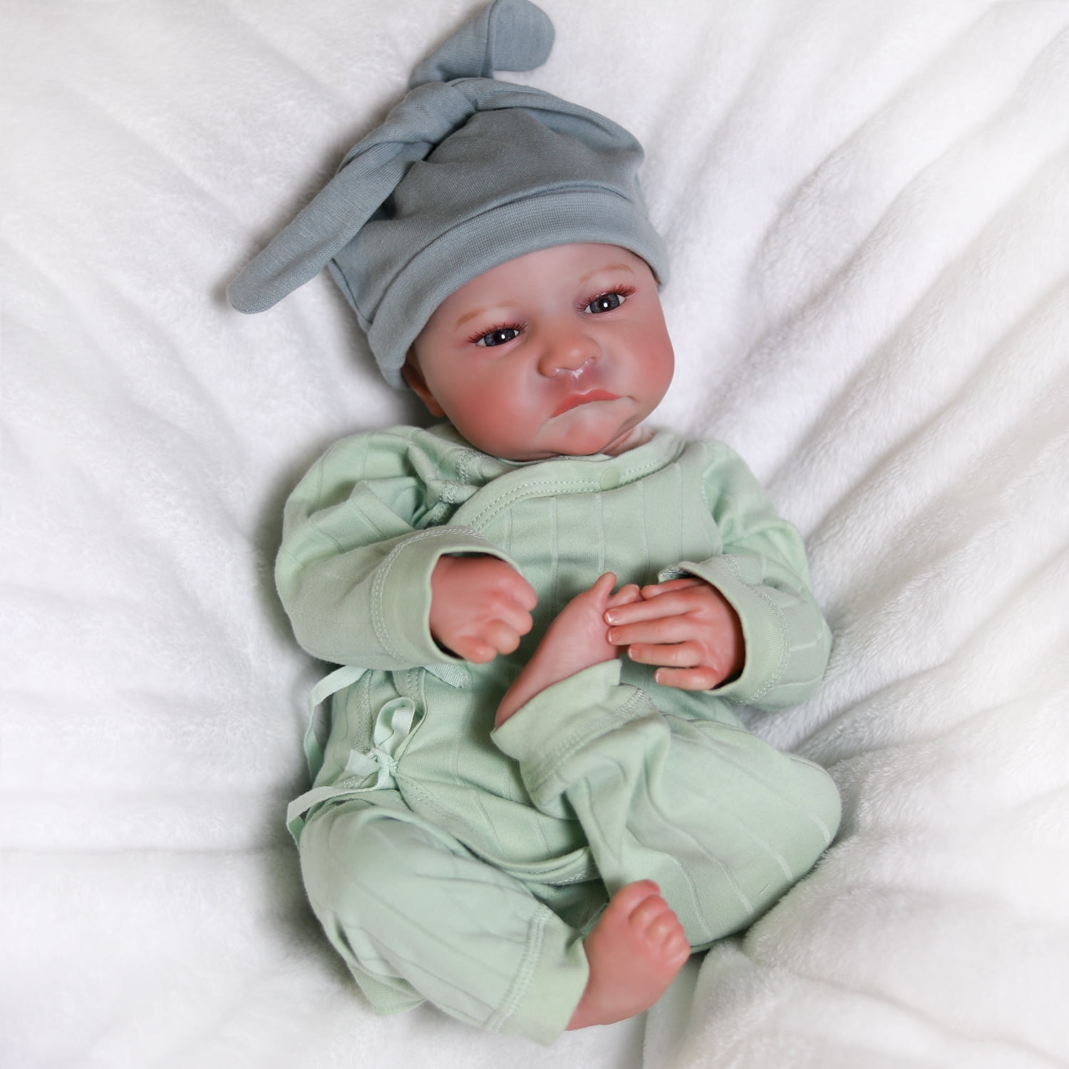 Reborn Newborn Baby Boy Doll Vinyl Silicone Handmade 18inch Lifelike Dolls Soft Cloth Body Gift